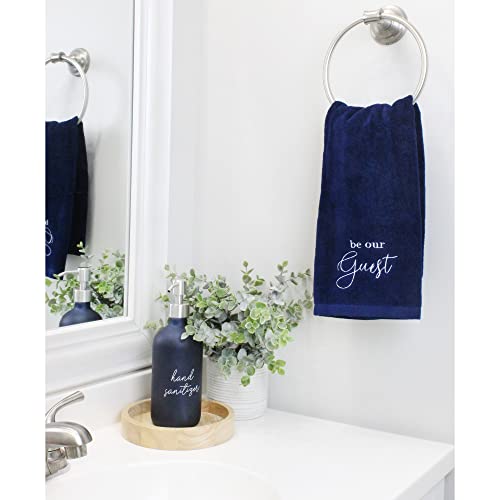 AuldHome Design Guest Towels (Set of 2, Blue); Be Our Guest Monogrammed Hand Towels