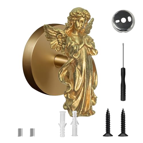 Angel Wall Hook, Solid Brass Heavy Duty Vintage Hook. Used for Hanging Clothes, Hats, Towels, Bags, Organizing Decorative Wall Hooks - color: Gold Angel