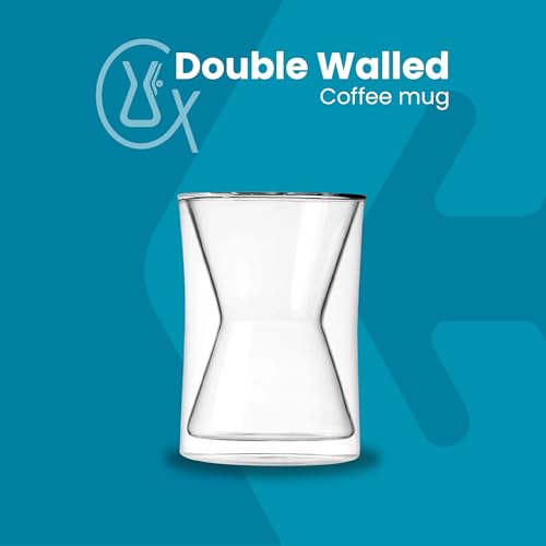 Chemex Double Walled Insulated Glass Coffee Mug, Hot and Cold Beverage Cup | Insulated Non-Porous Glass, Keeps Drinks Hot or Cold, Coffee Lover Gift
