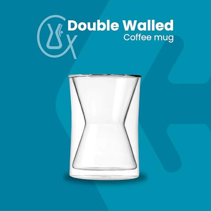 Chemex Double Walled Insulated Glass Coffee Mug, Hot and Cold Beverage Cup | Insulated Non-Porous Glass, Keeps Drinks Hot or Cold, Coffee Lover Gift