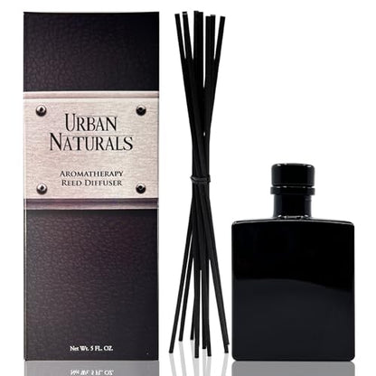 Reed Diffuser Set, Crisp Alpine Air - Bathroom Shelf Décor | Eucalyptus, Citrus, Vanilla, Pine & Balsam Notes, 5 ounce Sleek Black Rectangular Refillable Glass Bottle, Made in the USA - color: Crisp Alpine Air