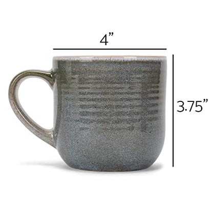 Elanze Designs Glossy Reactive Glaze Large 17 Fluid Ounce Everyday Kitchen Food Grade Ceramic Stoneware Coffee Mug Cup with Comfort Curved Handles, Set of 4, Ocean Teal Blue - color: Ocean Teal Blue