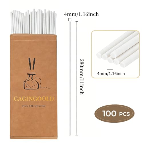 100 PCS Reed Diffuser Sticks, 11 Inch Fibre Diffuser Replacement Stick for Essential Oil Diffuser Refill, 4 mm Thick Aroma Diffuser Sticks for Home Office Bathroom Bedroom, White - color: White