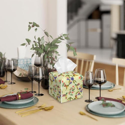 Hummingbirds and Flowers Tissue Box Cover Leather Tissue Box Holder Square Facial Paper Case Organizer Dispenser for Bathroom Vanity Countertop Tabletop Car Office - color: Color18
