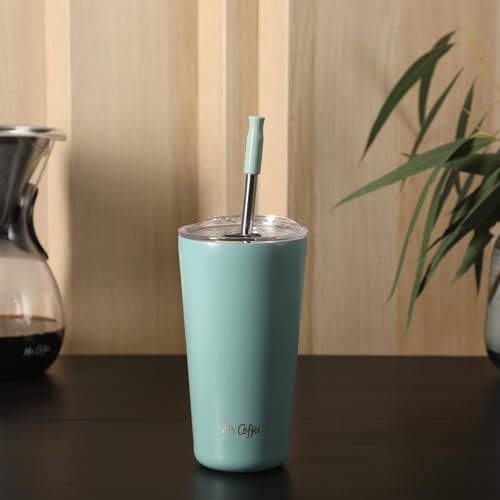 Mr. Coffee Java Quest 16 oz Double Wall Stainless Steel Tumbler with Lid & Reusable Straw, Insulated Thermal Drink Cup for Hot & Cold Beverages, Teal - color: Teal