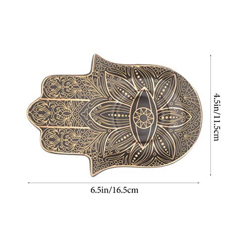 Zerodeko Ceramic Jewelry Tray Palm Shape Eye Trinket Dish Jewelry Storage Tray for Rings Earrings Bracelets Necklaces Desk Dresser Bathroom Decor 6.49 X 4.52 X 0.59 in
