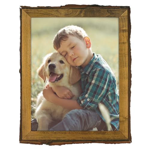 Golden State Art 8.5x11 Picture Frame Rustic Brown,Wood&Bark Edges&Glass | 8.5x11 Solid Wood Picture Frame with Real Glass, Display Posters/Photos/Prints for Wall Mounting, Farmhouse Decor, 1 Pack - color: 1 Pack, size: 8.5x11