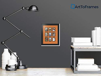 ArtToFrames Collage Photo Frame Double Mat with 9-2x3 Openings with Satin Black Frame and Octoberfest mat. - color: Octoberfest, size: 9 - 2x3