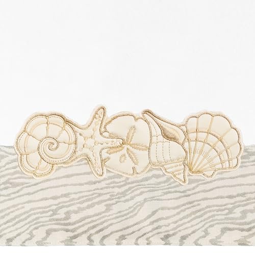 Seaside 4-Piece Luxury Towel Set, Sparkling Seashell Applique, Plush Turkish Cotton, Durable & Quick Dry, Nautical Bath Ensemble, 2 Bath 2 Hand Towels, White - color: White, size: 2 Pcs Bath 2 Pcs Hand Towel