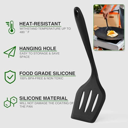 Camping Essentials Cookware Cooking Utensils Set - Portable Camp Kitchen Mess Kit Outdoor Accessories, Stainless Steel & Silicone, Camping Gear Equipment for RV Picnic Grill, Brown | Stainless Steel & Silicone Mess Kit, Durable Outdoor Kitchen Gear for Hi