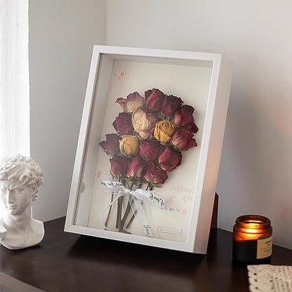 Shadow Box Frame 8x10 - 3 Pack Wood Deep Shadowbox with Glass Shadow Boxes Display Cases Suitable for Photos, Dried Flowers, Handicrafts Picture Frames for Wall (White) - size: 8x10-3pcs-white