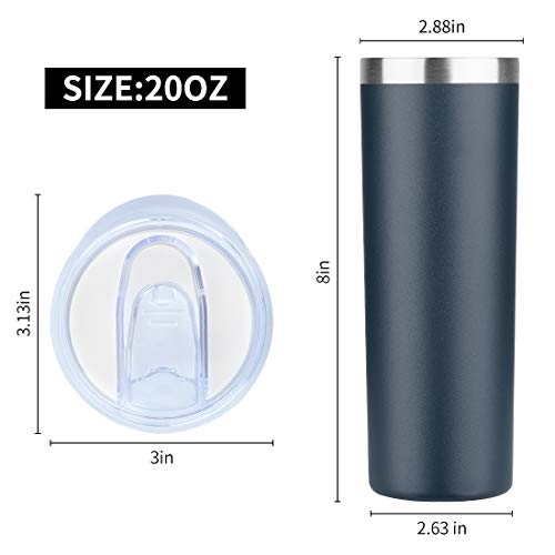 HASLE OUTFITTERS 20 oz Skinny Tumblers Bulk Set, Stainless Steel Insulated Slim Tumblers with Lids, Reusable Double Wall Travel Coffee Mugs, Durable Powder Coated Travel Water Cups(Navy, 4) - color: Navy Blue, size: 20 oz (4 Count)