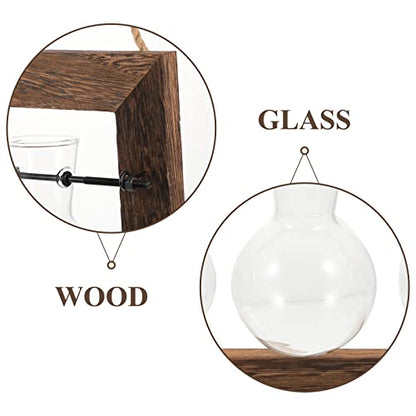 Happyyami 1 Set Wall Mounted Glass Planter Hydroponics Glass Planter Hydroponic Plant Pots Propagation Tubes Hydroponic Planter Hydroponics Vase Hanging Bracket High Borosilicate Glass