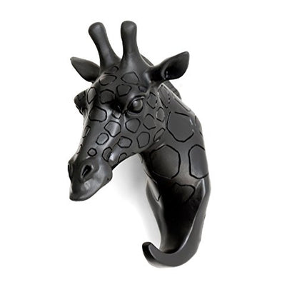 Giraffe Head Single Wall Hook/Hanger Animal Shaped Coat Hat Hook Heavy Duty, Rustic Decorative Gift, Black - color: Giraffe-Black