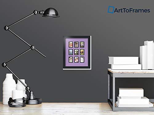 ArtToFrames Collage Photo Frame Double Mat with 9-2x3 Openings with Satin Black Frame and Lavender Mist mat. - color: Lavender Mist, size: 9 - 2x3