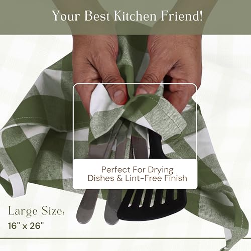 Mint Green and White 12 Pack Buffalo Check Kitchen Towels, 16x26 Inches, 100% Cotton Dish Cloths, Reusable Hand Towels for Drying Glassware, Cleaning Spills, Farmhouse Plaid Towel - color: Mint Green, size: 16 X 26 - 12 Pack