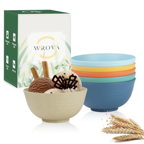 Unbreakable Wheat Straw Bowls for Kids, 10 oz Snack Bowls Set of 6, Small Handy Bowls Set for Snack, Dessert and Appetizer,Multi Color - color: Yellow,Orange,Blue,Green,Beige,Navy Blue, size: 10 oz