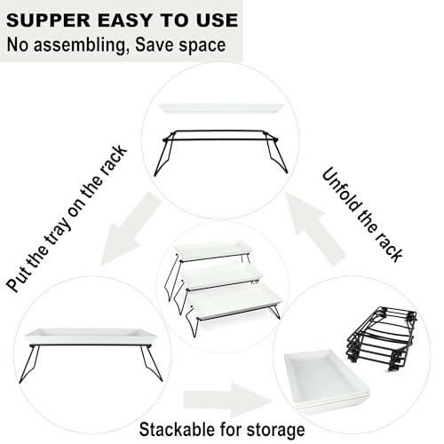 Czlizdyt Extra Large 3 Tier Serving Tray Set, 24x22x9.7 inch Cupcake Fruit Cookie Dessert Table Display Stands Melamine Tiered Platters Food Trays for Party Buffet Entertaining, White