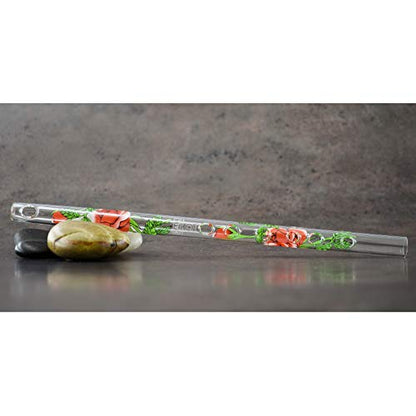 Hall Crystal Flute 22215 - Offset Glass Flute in D - Rose/Green - color: Rose with Green