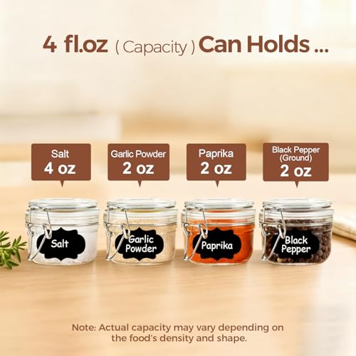 ComSaf Small Mason Glass Jars with Airtight Lids 4 oz 6 Pack Pantry | Herbs honey jam, Spice rack cabinet organization, Kitchen storage, Salt pepper chili, Wedding favors - size: 4oz*6