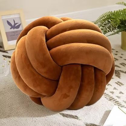 Knot Pillow Ball, Soft Plush Decorative Throw Pillow, Handmade Round Knotted Cushion for Sofa, Couch & Bedroom, Cute Home Decor Pillow (13.8 Inches, Caramel) - color: Caramel, size: 13.8 Inches
