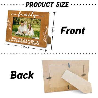 Family Gifts, Wooden Picture Frame - The Love of a Family is Life's Greatest Blessing, Gift for Dad, Mom, Grandparents, Father, From Son, Daughter, Rustic Photo Frames 4 x 6-Nature Wood Texture A2 - color: Color 03
