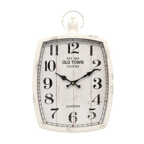 Menterry Large Retro Rectangle Wall Clock, White Antique Vintage Style | Battery Operated Silent Decor Wall Clocks for Living Room,Farmhouse,Kitchen,Office (15.5" H x 10.2" W) - color: White, size: 15.5" H x 2.3"D x 10.2" W