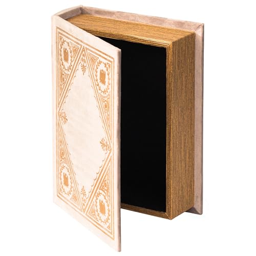 Vintiquewise Decorative Vintage Book Shaped Trinket Storage Box, Off White - color: Taupe