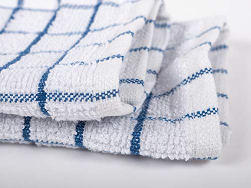 KAF Home Pantry 100% Cotton Checkered Grid Dish Cloths | Set of 6, 12 x 12 Inches | Absorbent and Machine Washable | Perfect for Cleaning Counters, and Any Household Spills - Blue - color: Blue