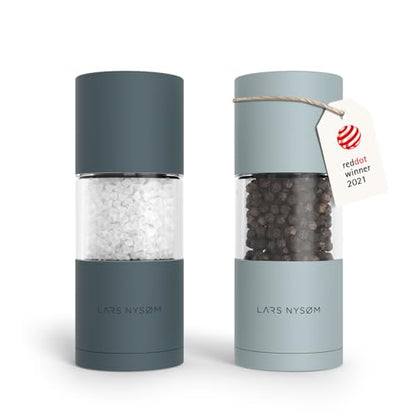 LARS NYSØM Salt and Pepper Grinder Set, Manual Salt and Pepper Mills with Adjustable Ceramic Grinder, Design Spice Shaker Set (Blue) - color: Stone Blue/Sky Blue