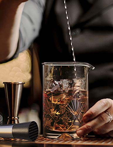 Mofado. Crystal Cocktail Mixing Glass/Premium Cocktail Shaker 18oz(540ml) - Solid and Stable Thick Bottom/Professional Quality Bartender Tool for Stirring Cocktails - Gift for Christmas, Birthday
