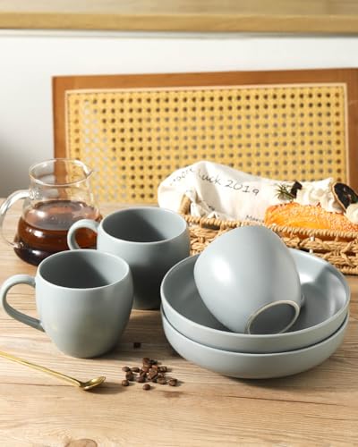 Coffee Mugs Set of 4, 16 oz Ceramic Coffee Cups for Latte, Tea, Milk, Cereal, Cappuccino, Stoneware Tea Cups for Housewarming Wedding Gifts, Microwave & Dishwasher Safe, Pebble Gray - color: Pebble Gray
