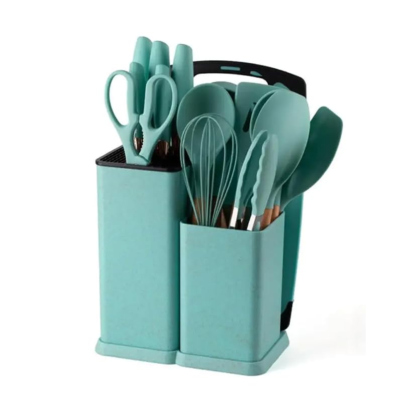 Kitchen Utensil Set with Holder – 19-Piece Silicone Cooking Tools with Stand | Heat Resistant, Non-Stick, BPA-Free | Cooking Utensils for Home & Professional Use