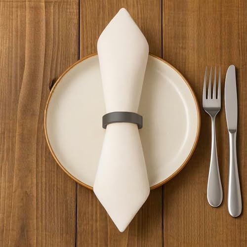12 Pcs Stainless Steel Napkin Rings - Black Napkin Holder(Semicircle) | Matt Gold Napkin Holder Buckles for Table Kitchen Dinner Party Wedding Christmas Party - size: 12Pcs Black