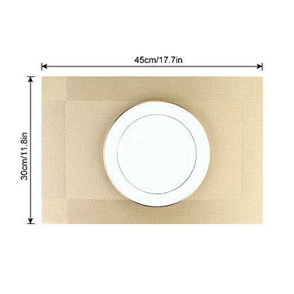 DACHUI Placemats Set of 6, Stylish Woven Place Mats, Washable & Durable - color: Gold, size: 6PCS