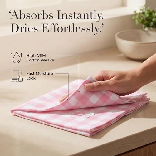 Urban Villa Cloth Napkins Cotton 12x12 (Set of 12) Pink/White - color: 017 Pink/White Checks, size: 20" x 20" (Set of 12)