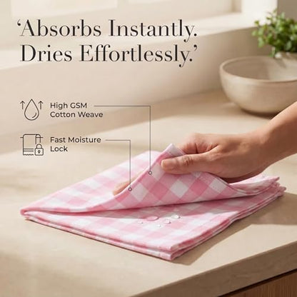 Urban Villa Cloth Napkins Cotton 12x12 (Set of 12) Pink/White - color: 017 Pink/White Checks, size: 20" x 20" (Set of 12)