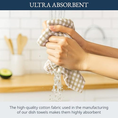 LANE LINEN Cotton Kitchen Towels Set, 4-Pack – Absorbent, Quick-Drying, Premium Dish Towels, Tea Towels, 18" x 28" - Beige - color: 01: Beige, size: 18''x28" - 4 Pack