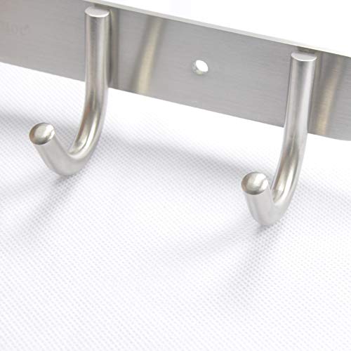 Coat Hook Rack Wall Mounted - Sagmoc Towel Hook Rail with 6 Round Hooks/16-inch/304Stainless Steel Brushed Nickel/Super Easy Installation/Rust and Water Proof/Perfect Home Storage & Organization - size: 6R hooks