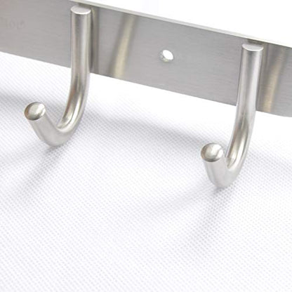 Coat Hook Rack Wall Mounted - Sagmoc Towel Hook Rail with 6 Round Hooks/16-inch/304Stainless Steel Brushed Nickel/Super Easy Installation/Rust and Water Proof/Perfect Home Storage & Organization - size: 6R hooks
