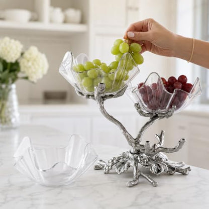 Arthur Court Grape 3-Tier Acrylic Bowl Stand - Elegant Serving Solution for Parties - 9.5 x 12 Inches