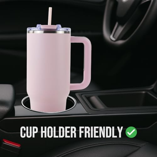 Hogg Big Swig 40oz Tumbler with Handle and Straw - Light Pink, 40 oz Tumbler, Insulated Cup with Handle, 40oz Water Bottle with Straw, Thermal Cups, Leak Proof Lid, Travel Mugs, Stainless Steel - color: Light Pink