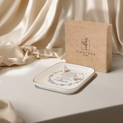 Niece Gifts from Auntie – Jewelry Dish, Ceramic Ring Tray with Inspirational Quote, “Whenever You Feel Overwhelmed Remember Whose Niece You Are”, Encouraging Gifts from Aunt for Birthday or Graduation - color: Gold trim-Niece
