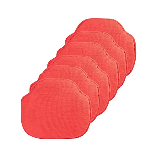Klear Vu Gripper Omega Non-Slip Windsor Chair Cushions with Skid-Proof Seat Pad for Dining Room, Kitchen, and Office Use, 16x15 Inches, 6 Count (Pack of 1), Coral - color: Coral, size: 6 Count (Pack of 1)