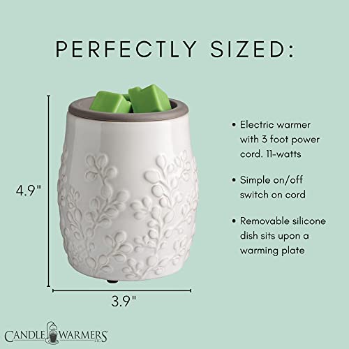 CANDLE WARMERS ETC. Wax Melt Fragrance Warmer for Scented Wax Melts, Cubes, Tarts with Silicone Dish Top|White Willow Farmhouse - style: White Willow Farmhouse