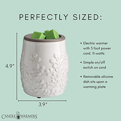 CANDLE WARMERS ETC. Wax Melt Fragrance Warmer for Scented Wax Melts, Cubes, Tarts with Silicone Dish Top|White Willow Farmhouse - style: White Willow Farmhouse