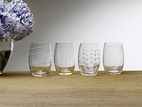 Mikasa Cheers Stemless Wine Glasses, Set of 4, 17-Ounce Clear Glasses, Durable and Elegant, Perfect for Red or White Wine, Dishwasher Safe - style: Stemless Wine Glass