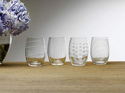 Mikasa Cheers Stemless Wine Glasses, Set of 4, 17-Ounce Clear Glasses, Durable and Elegant, Perfect for Red or White Wine, Dishwasher Safe - style: Stemless Wine Glass