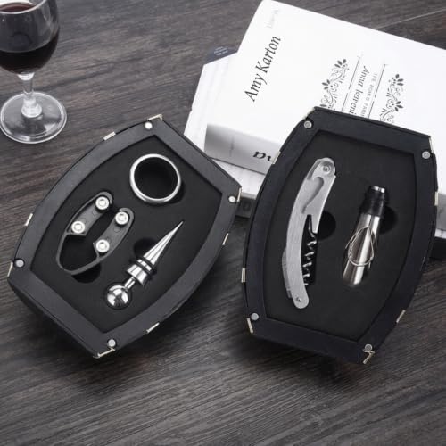 Barrel Shaped Wine Opener Gift Set (Silver) | Unique Wine Opener Gift Set - color: Silver