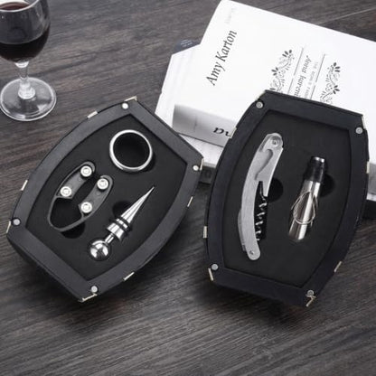 Barrel Shaped Wine Opener Gift Set (Silver) | Unique Wine Opener Gift Set - color: Silver